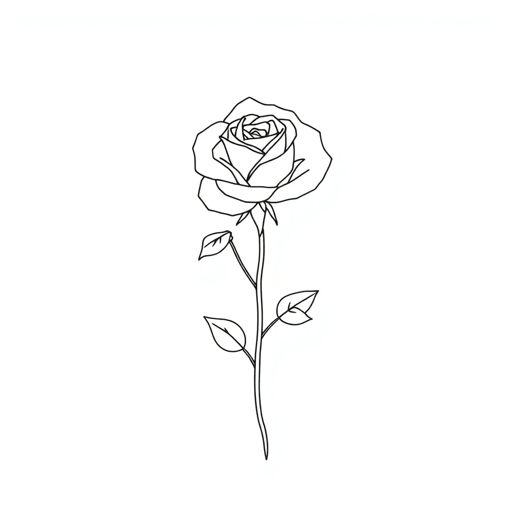 Line art rose with falling petals tattoo stencil, AI-generated Line art rose with falling petals tattoo stencil, AI-generated