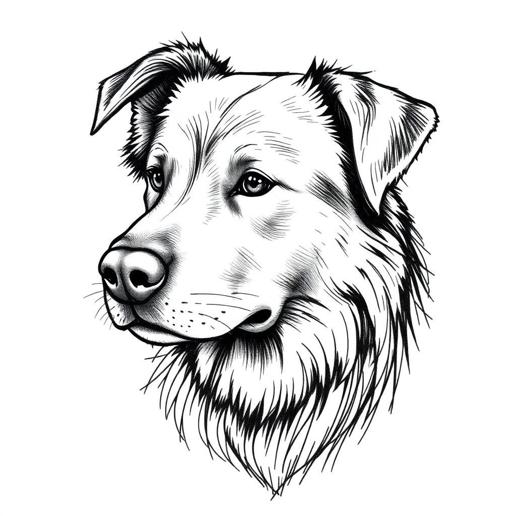 Sketch style noble dog portrait tattoo stencil, AI-generated Sketch style noble dog portrait tattoo stencil, AI-generated